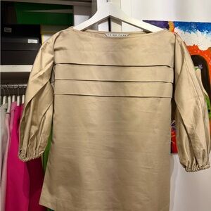 Trina Turk Beige Pleated Blouse